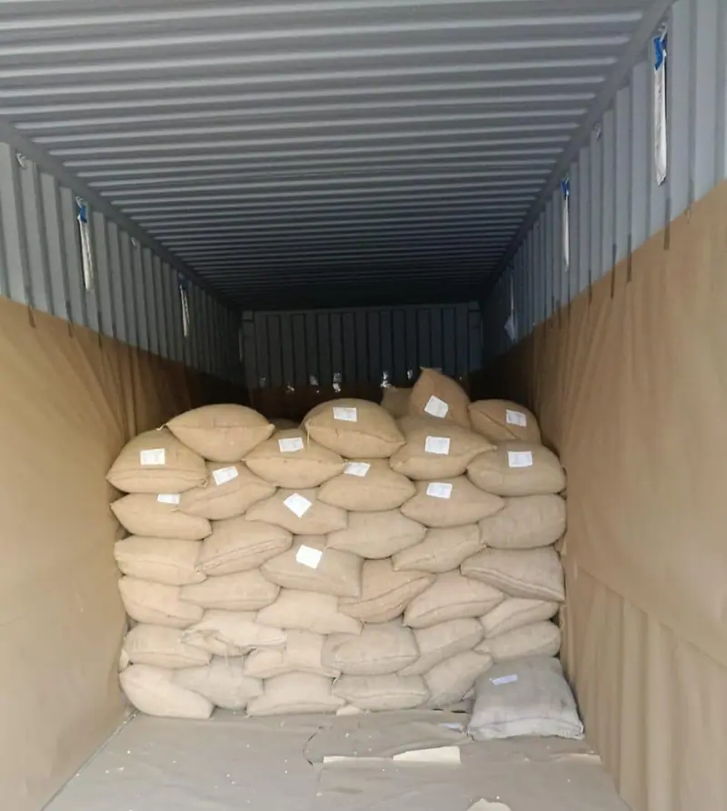 Bags stacked in a kraft-paper-lined container