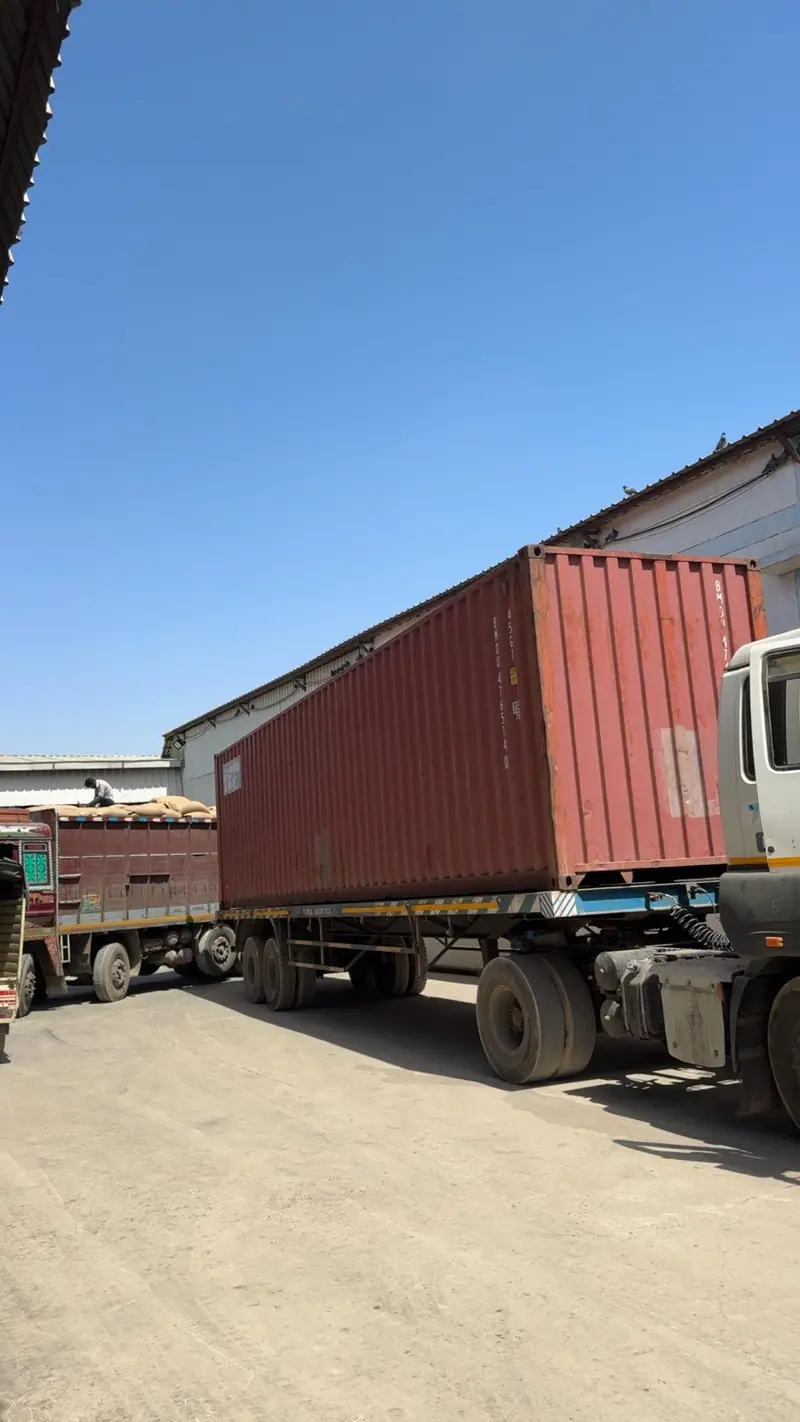 Container truck arriving at the warehouse