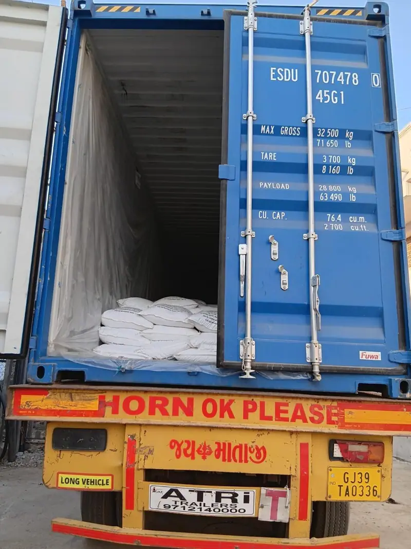 Loading begins in a 40 ft high-cube container