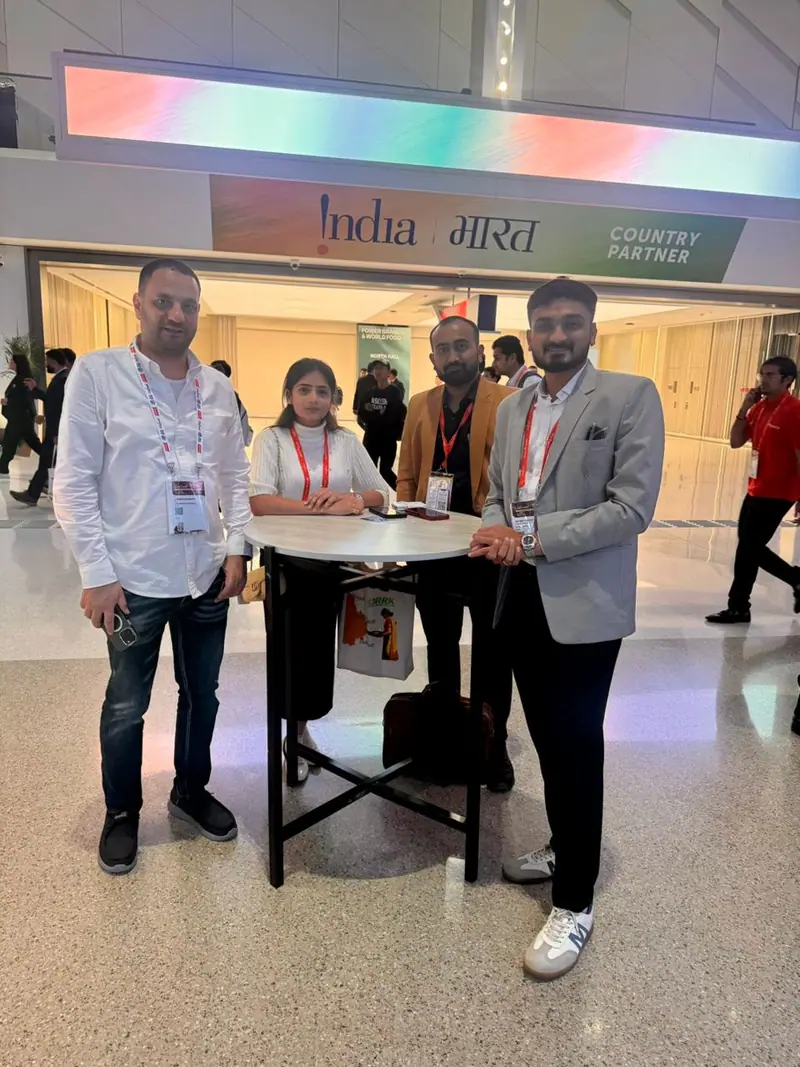 Meeting at the India country partner pavilion of a food trade show