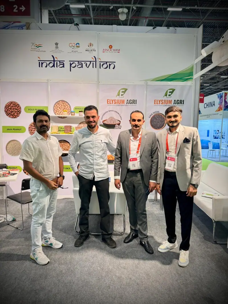 Elysium Agri team at its stand in the India Pavilion