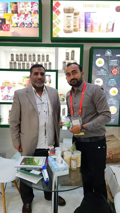 Elysium Agri team member with an exhibitor