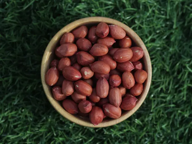 TJ peanut kernels with red skin, 80/90 count, from Gujarat