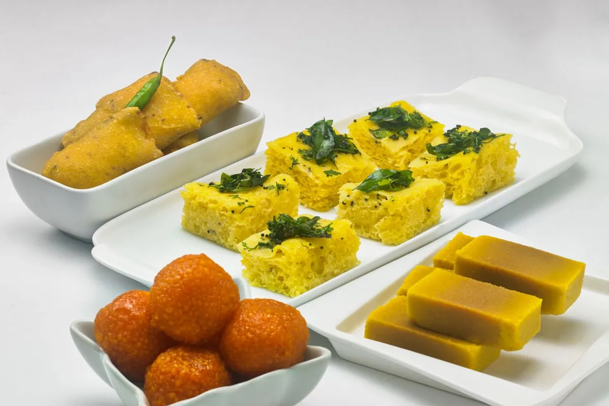 Gujarati besan snacks made from desi chana gram flour