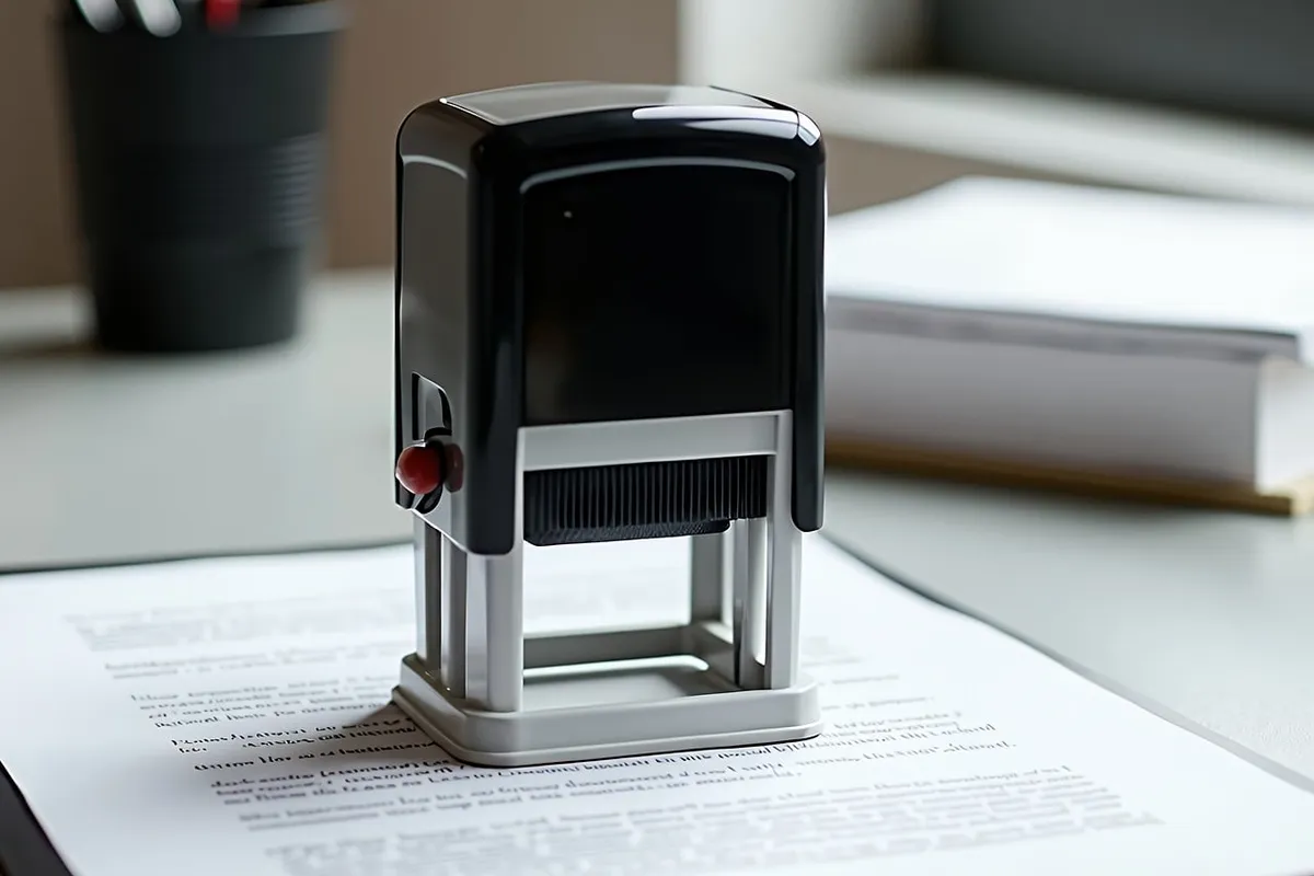 Stamp on an export document ready for approval