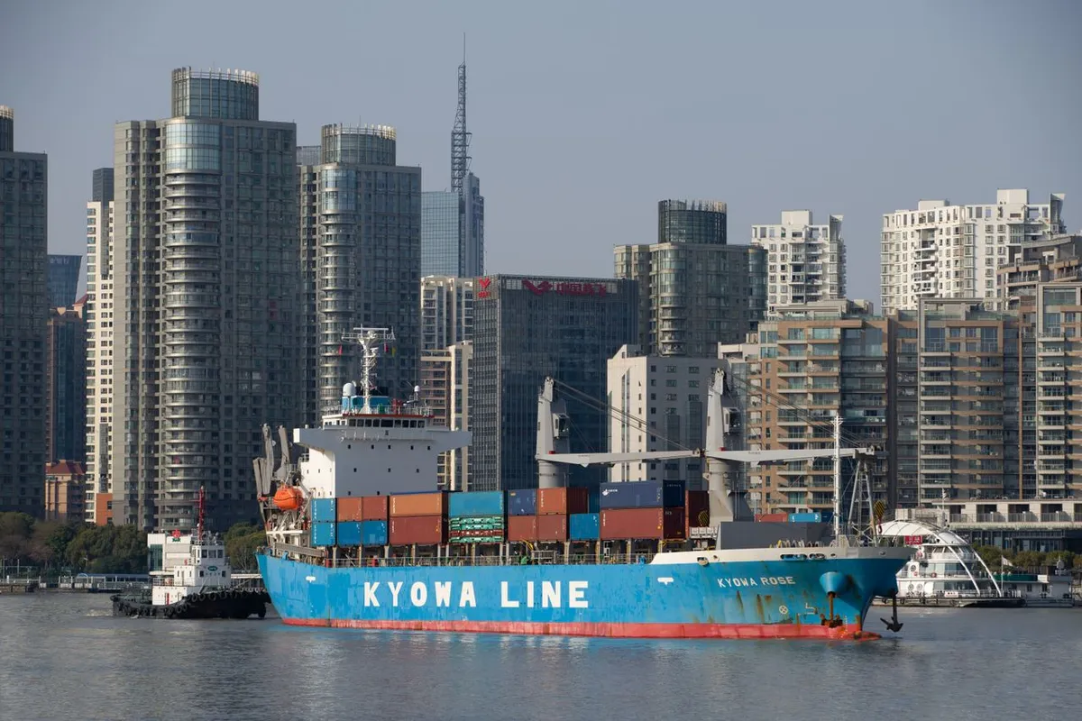 Container ship in Shanghai harbour carrying food exports to China