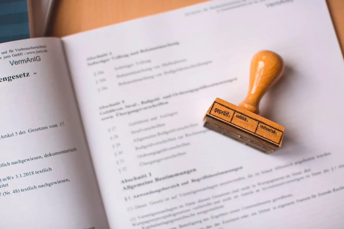 Rubber stamp on an official document, illustrating FSSAI licensing for exporters
