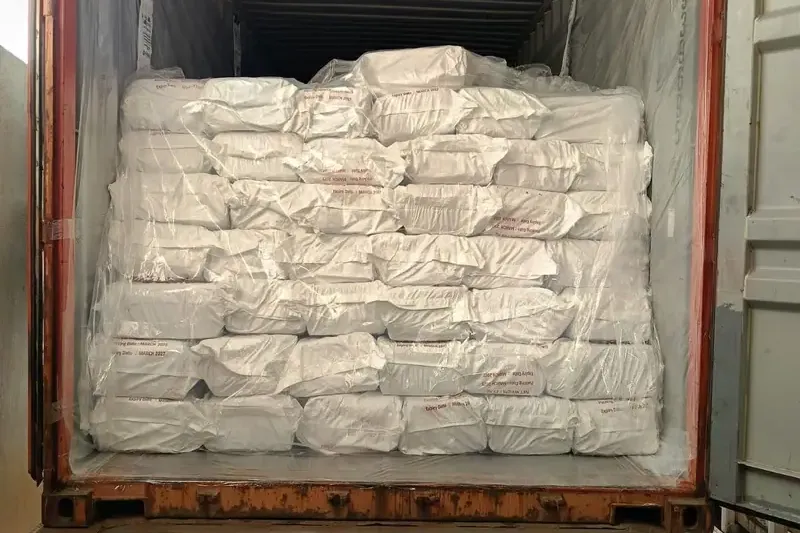 Container fully loaded with white PP bags before fumigation certificate is issued