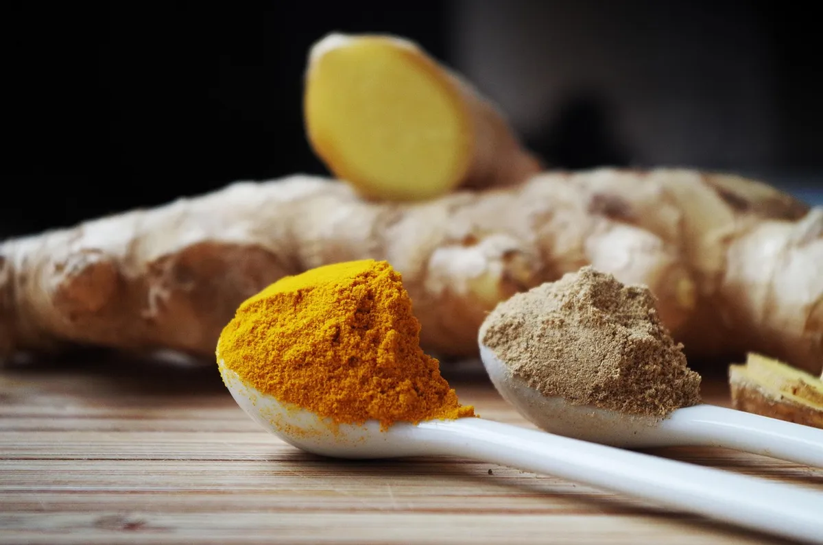 Ginger and turmeric powder, Indian spices covered by the Spices Board