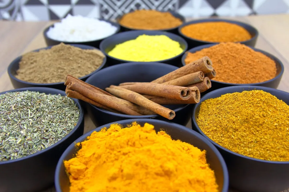 Ground spices in bowls, the products most often tested for heavy metals in spices