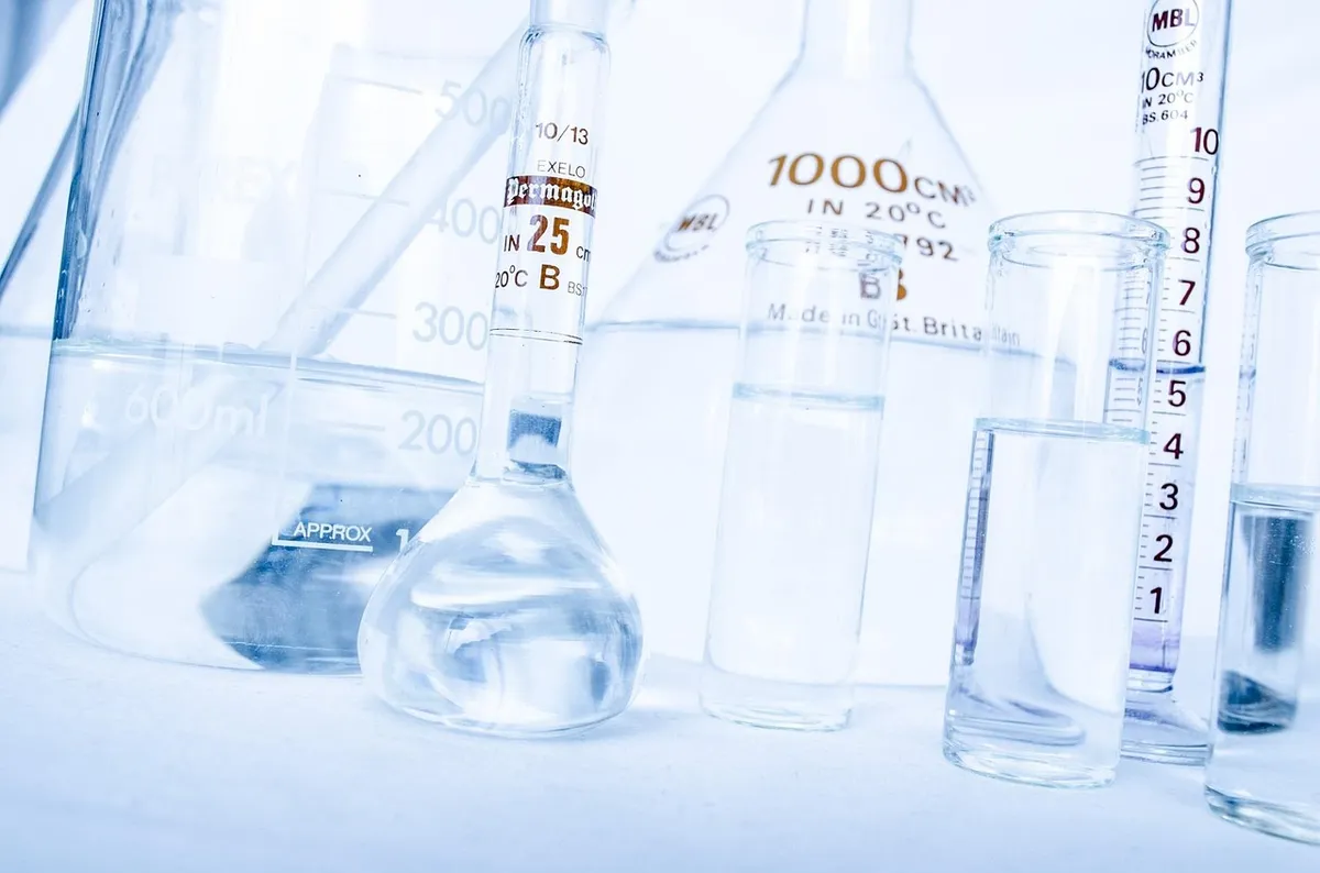 Laboratory glassware used to prepare spice samples for heavy metal testing