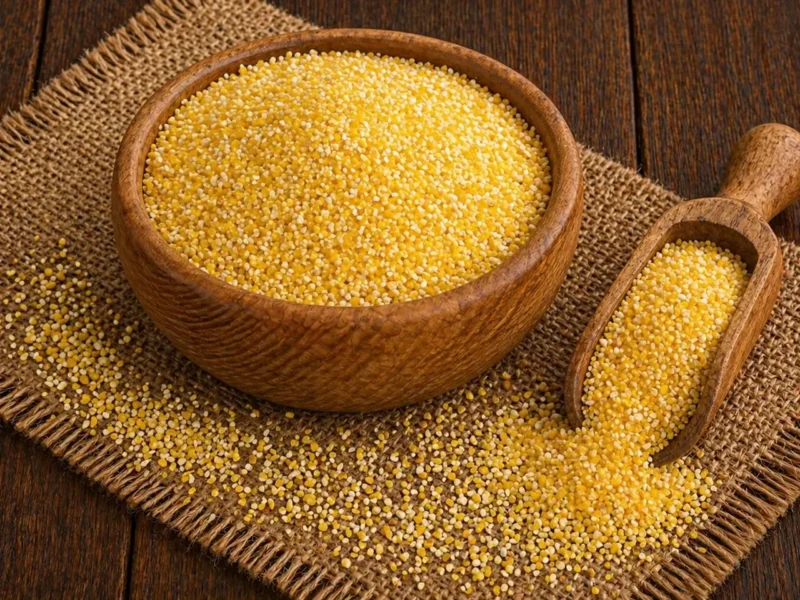 Corn grits from the processing of corn in India