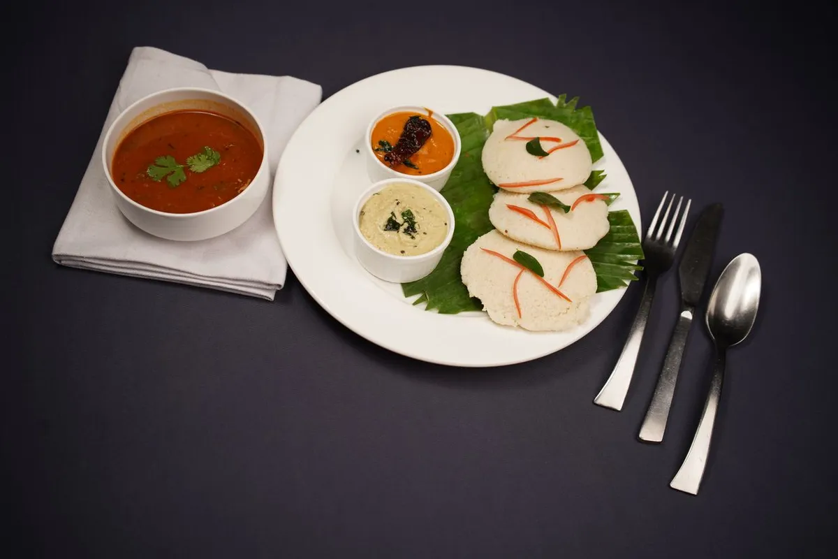 Idli made from fermented urad dal and rice batter