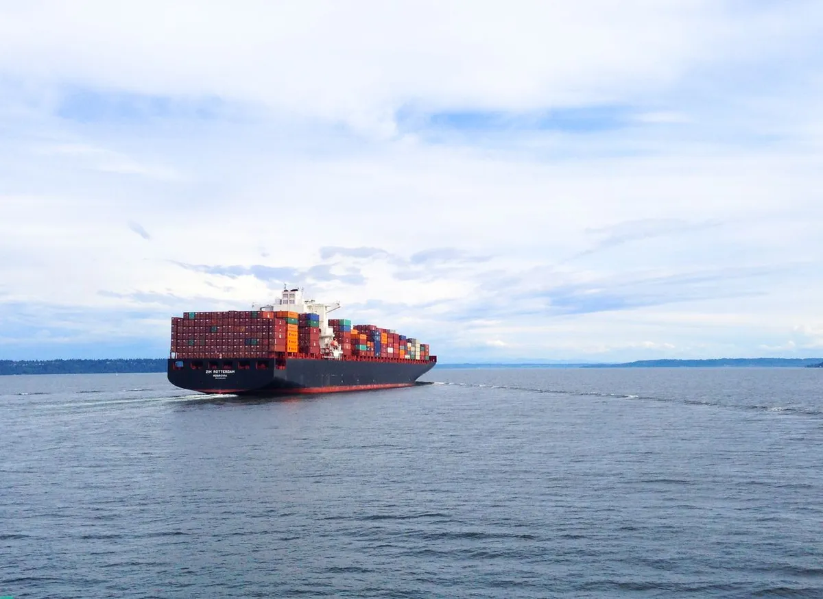 Container ship at sea under CFR or CIF Incoterms