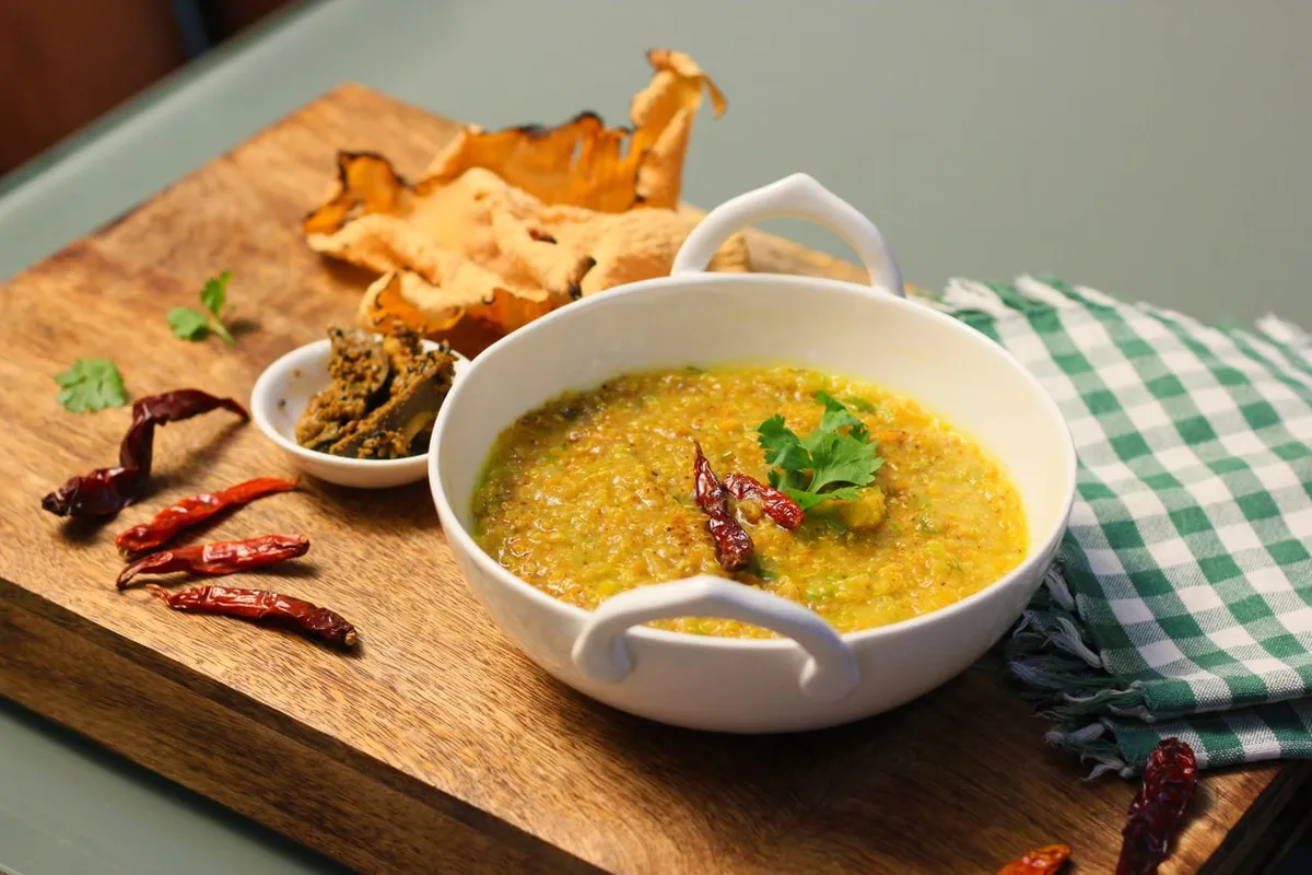 Cooked dish made with split yellow moong dal
