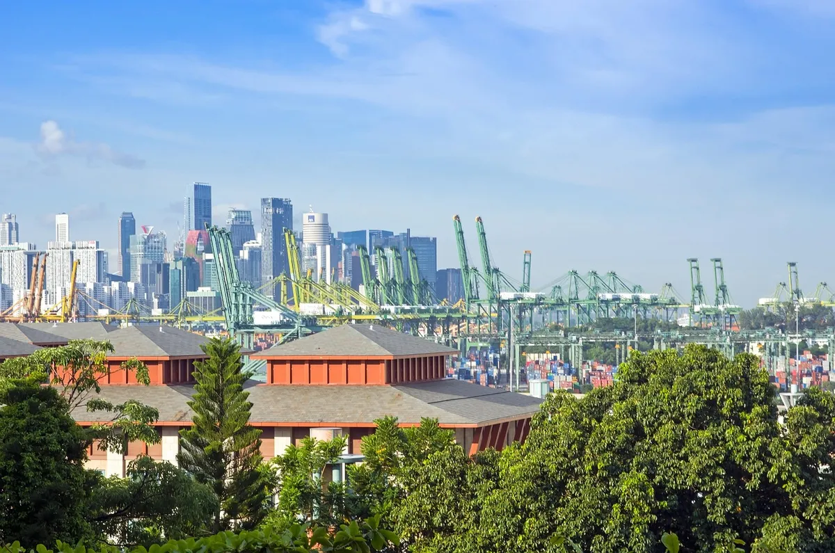 Container port in Southeast Asia receiving food imports
