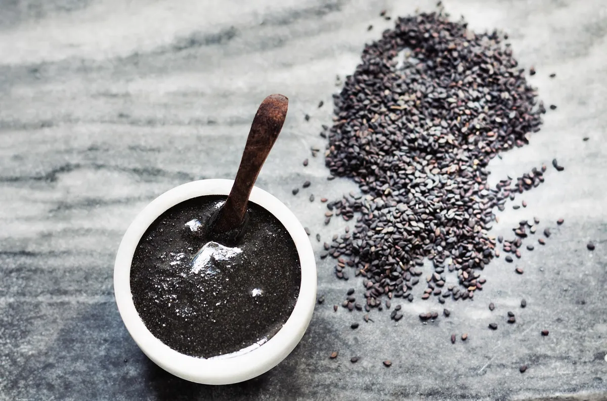 Black tahini with black sesame seeds
